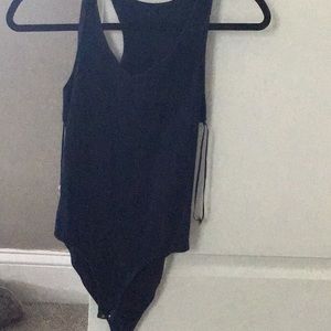 Classic navy blue V neck body suit